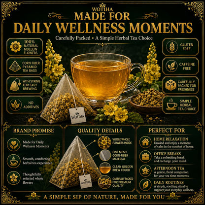 WOTIHA Mullein Leaf Tea Bags 150 Ct - Pure Herbal Tea for Lung Health