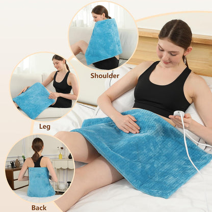 Electric Heating Pad HSA Eligible, Heated Pad for Back Neck Shoulder Pain Relif, Heating Pad for Period Cramps with 2H Auto Shut Off and 4 Heating Levels, 12"x24" Dark Grey