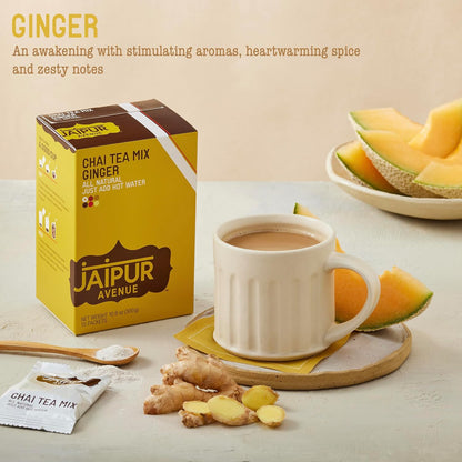 Jaipur Avenue Cardamom Chai Tea Mix Crafted with All-Natural Assam Black Tea, Cardamom, Cane Sugar, and Premium Dry Milk - Preservative-Free, Gluten-Free, Authentic Indian Chai Tea Latte (15 Servings)