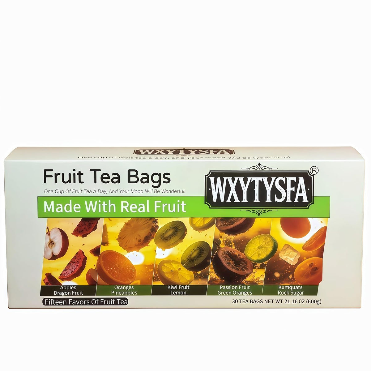 Fruit Tea Gift Box - 30 Indiv Wrapped Bags, Caffeine-Free, 1.35lbs