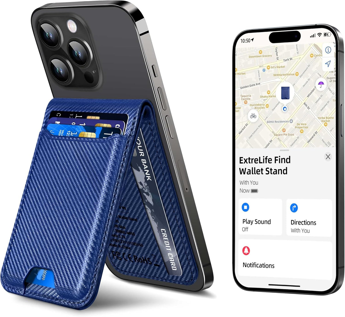 ExtreLife for Magsafe Wallet, Works with Apple Find My, 6 Cards Holder