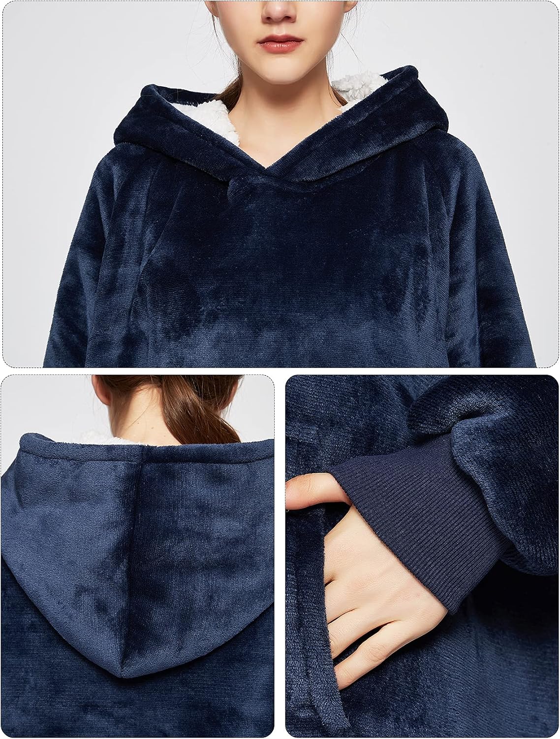 KFUBUO Wearable Blanket Hoodie for Adults Sherpa All Patterns Cat Oversized Sweatshirt Blanket with Pockets for Women