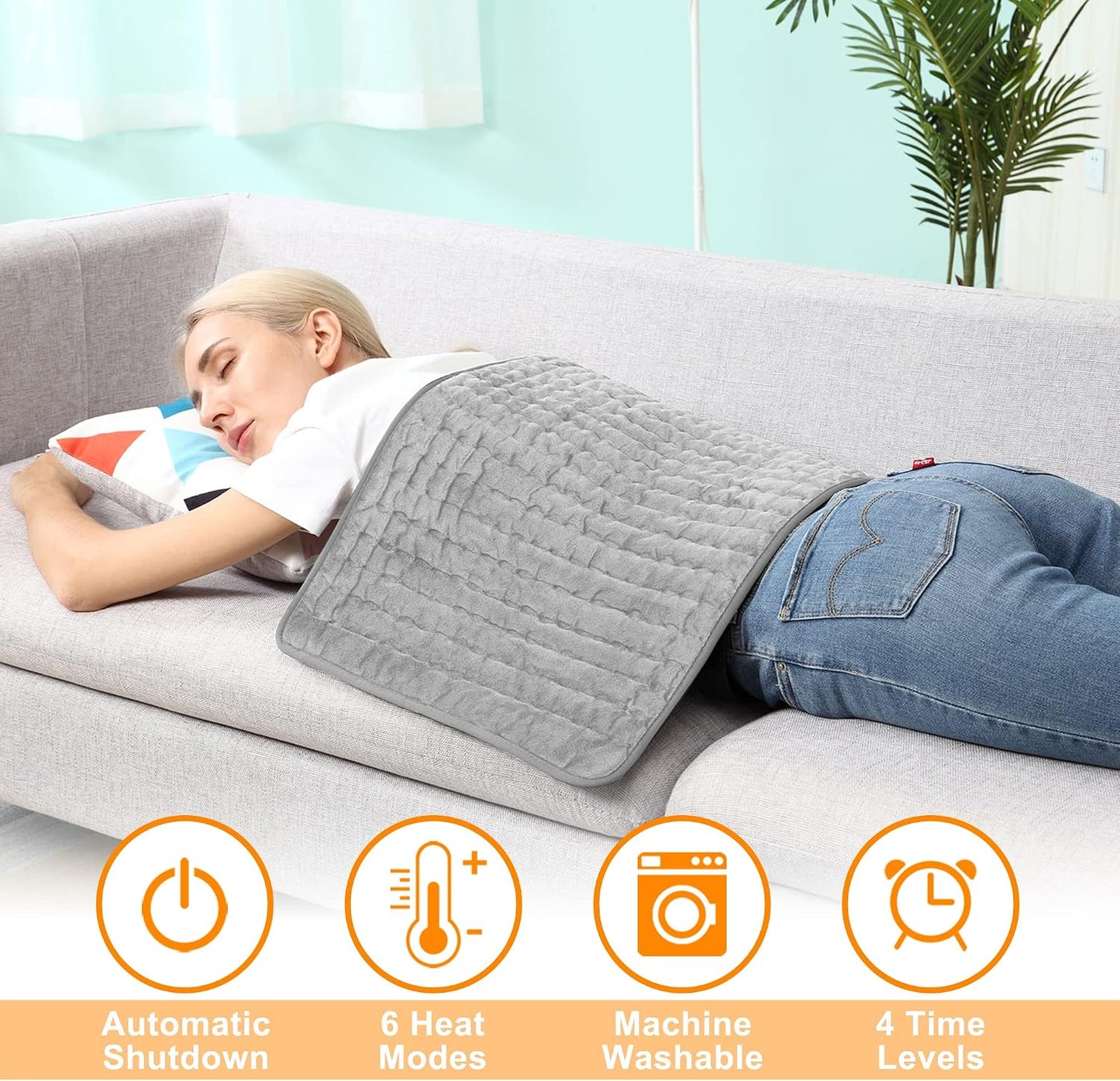 Electric Heating pad for Back Neck Shoulder Knee Arms Legs- Electric Heat Pads with 6 Heat Settings & Auto Shut Off Heat Heating Pad for Birthday Mother Father Girl Men Women
