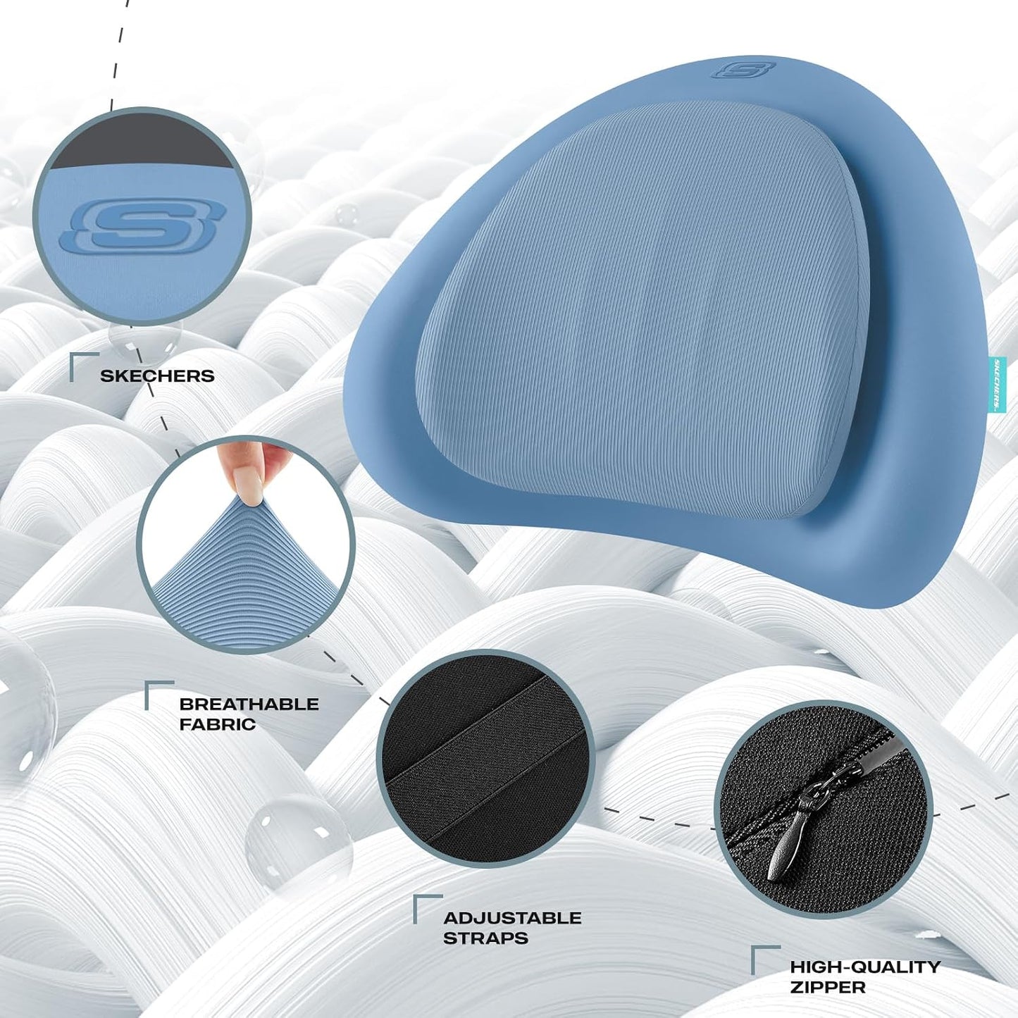 Skechers Lumbar Pillow Premium Memory Foam,Double-Layer-Office Chair Cushion for Tailbone Pain Relief,Butt Pillow for Office Chair,Car seat Cushion,Long Sitting Office Workers,and Car Drivers,Black