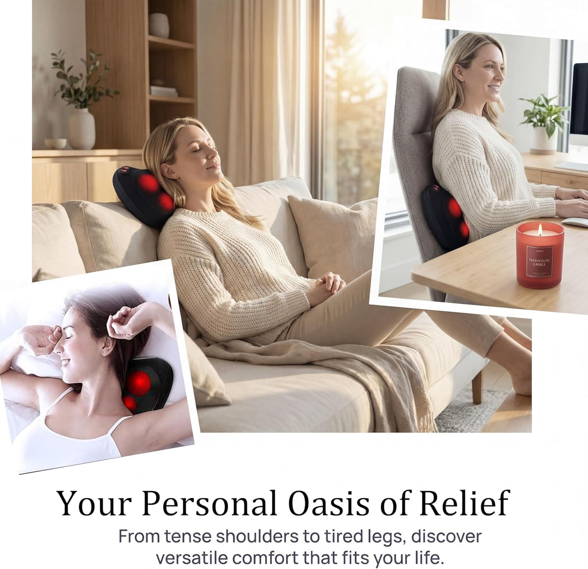 Papillon Back Massager with Heat,Shiatsu Pillow for Body Pain Relief Gray