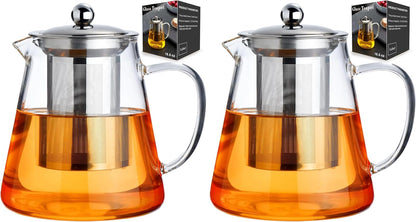 Baalaka Glass Teapot Stovetop 20 OZ/600ml, Tea pot with Removable 18/8 Stainless Steel Infuser, Borosilicate Clear Tea Kettle, Teapot Blooming and Loose Leaf Tea Maker Tea Brewer for Camping, Travel