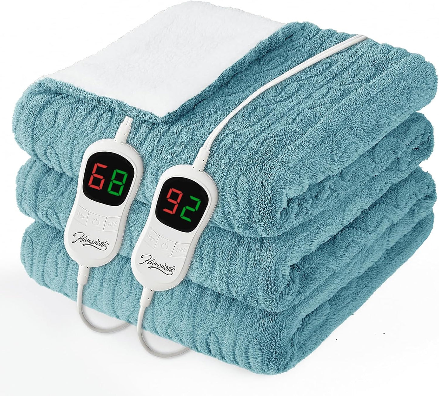 Homemate Electric Heated Blanket Twin - 62"x84" Heating Bed Blankets Throw with 10 Heating Levels 8 Hours Auto Off Fast Heating Over-Heated Protection Ultra Soft Warm Flannel ETL Certified Grey - Colors B
