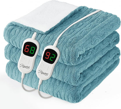 Homemate Electric Heated Blanket Twin - 62"x84" Heating Bed Blankets Throw with 10 Heating Levels 8 Hours Auto Off Fast Heating Over-Heated Protection Ultra Soft Warm Flannel ETL Certified Grey - Colors B
