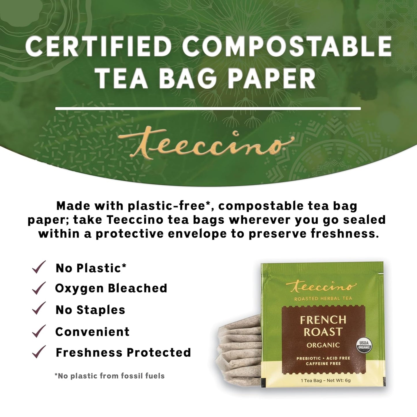 Teeccino Herbal Tea Sampler Assortment - 12 Tea Bags - Maca Chocolaté, French Roast, Hazelnut, Vanilla Nut - Roasted Caffeine Free Herbal Tea, Prebiotic for Natural Energy