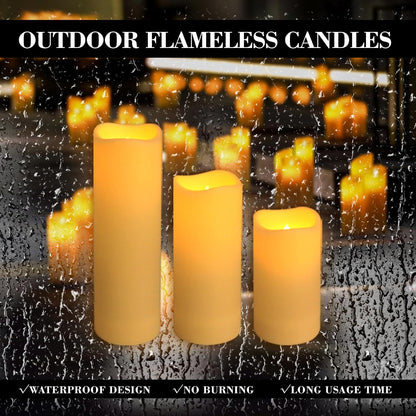 24 Pcs LED Flameless Candles with Remote, 3D Flickering Flame & LED String Lights, Acrylic Clear Cylinder, Timer Function, Romantic Ambience for Home Decor, Party, Wedding (Ivory).