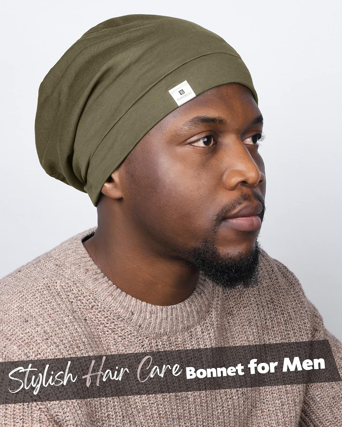 YANIBEST Hair Cover Bonnet Satin Sleep Cap - Adjustable Stay on Silk Lined Slouchy Beanie for Night Sleeping Surgical Hats Pure Black