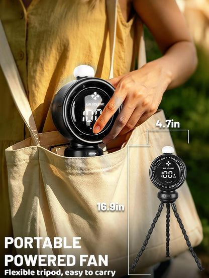 Portable Stroller Fan with 135° Auto Oscillation, 3-Color LED Night Light