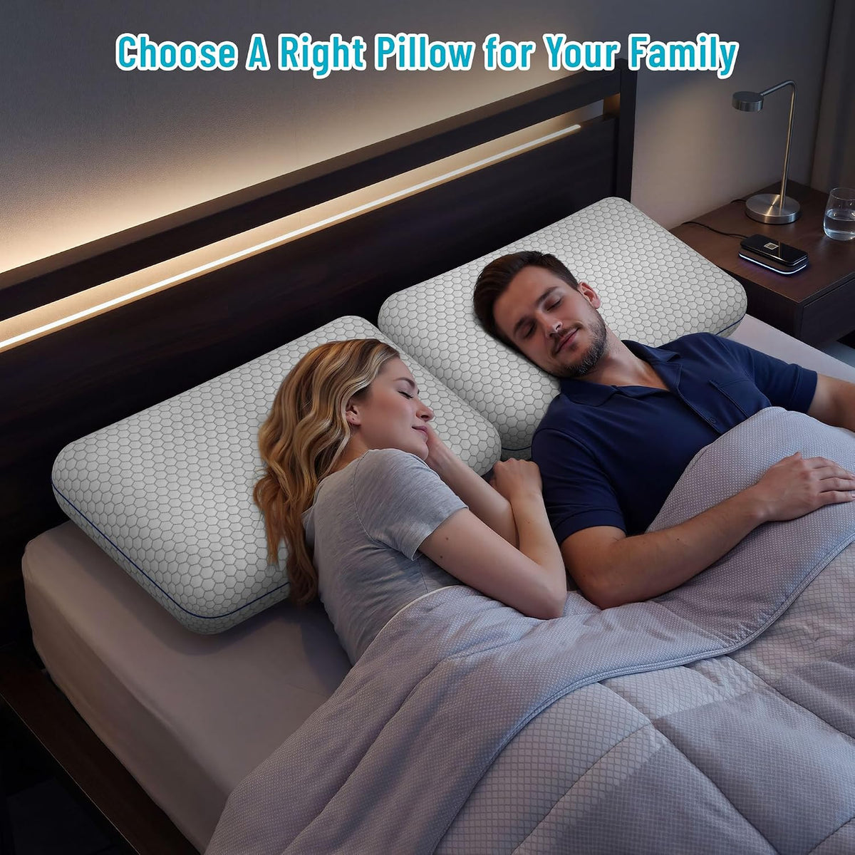 CushyOasis Memory Foam Pillows for Sleeping, Firm Bed Pillow, Standard Size