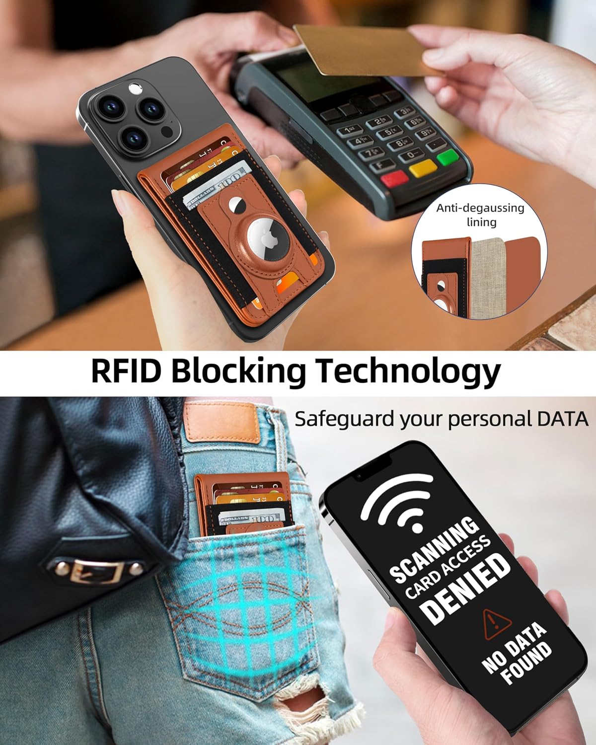 For Magsafe Wallet Stand with Airtag Holder, 10 Cards Holder, RFID Blocking