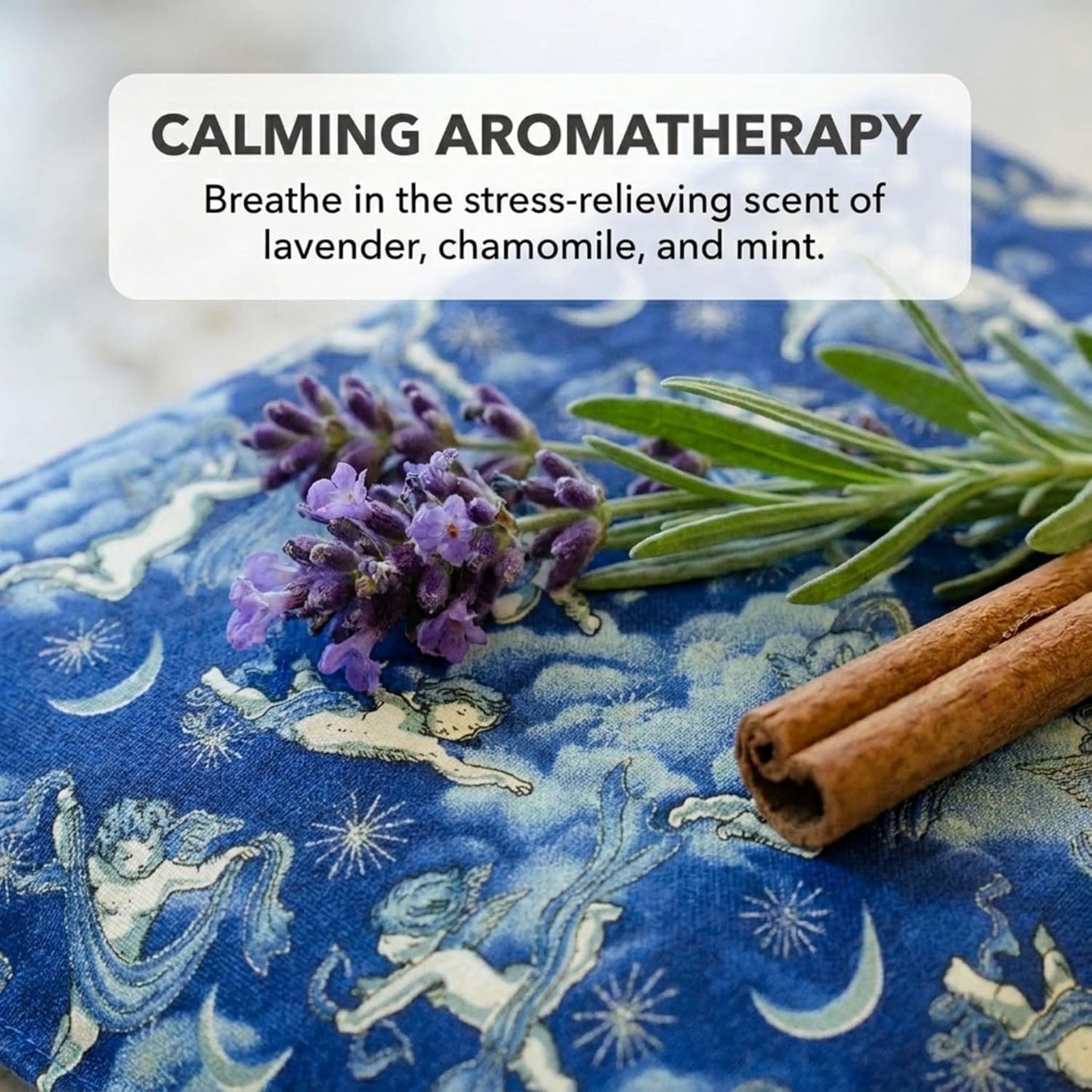 Nature's Approach Basic Herb Pack Rice Heating Pad Microwavable Reusable Heat Pack with Herbal Aromatherapy Fill, Freezer and Microwave Safe for Hot and Cold Therapy, Celestial Indigo