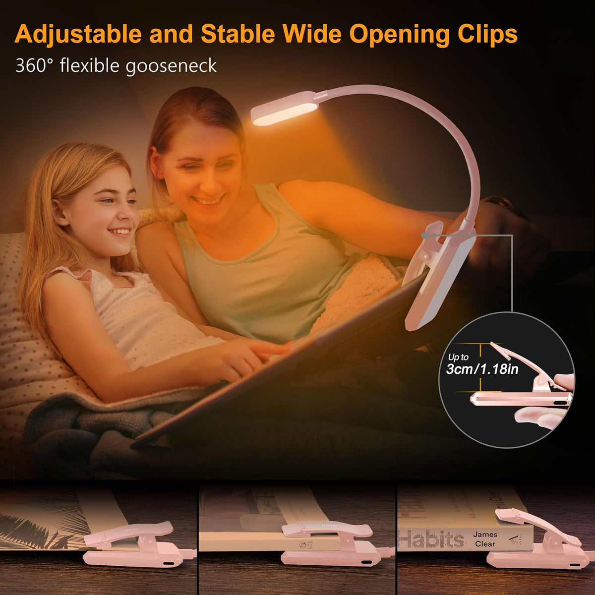 Gritin 16 LED Rechargeable Book Light for Reading in Bed