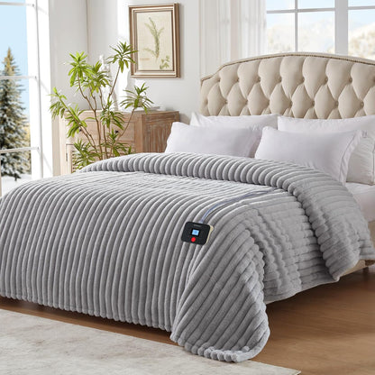 Westinghouse Heated Throw Blanket, Electric Blanket Throw with 6 Heating Levels and 2-10 Hours Time Settings, Flannel to Sherpa Super Cozy Heated Blanket Machine Washable, 50x60 inch, Charcoal