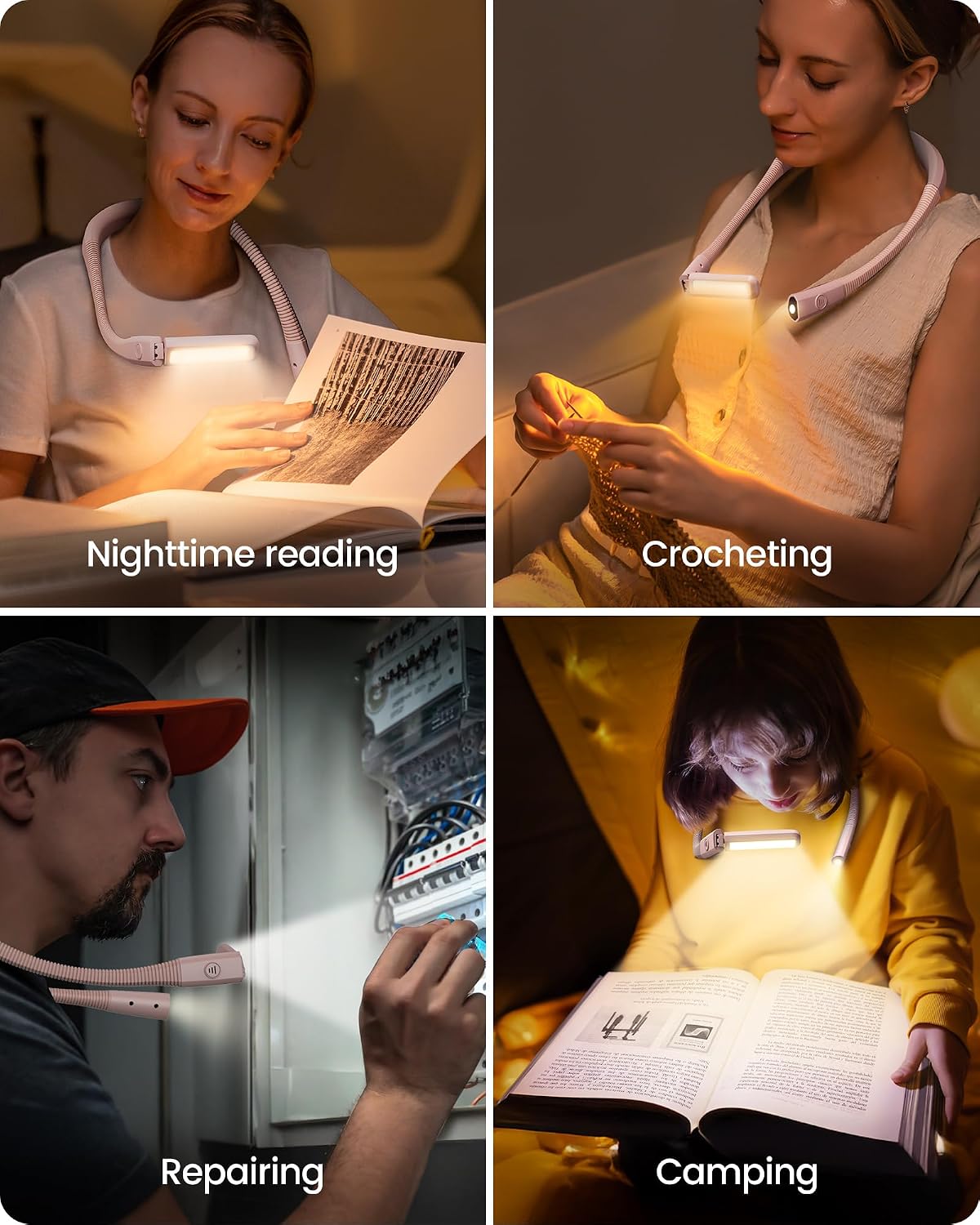 Glocusent Bendable Neck Light, 100 Hours Reading Light for Book Lover Gifts