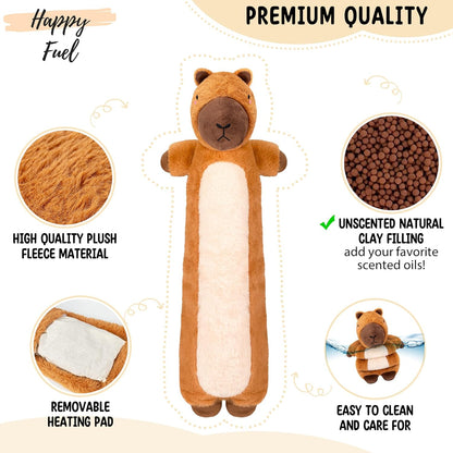 Bunny Microwavable & Weighted Stuffed Animals - 1.5 Lbs Unscented Heating Pad for Period Cramps Pain Relief and Anxiety, Cute Bunny Plush Toys Gifts for Women Girls Adults and Kids by Happy Fuel