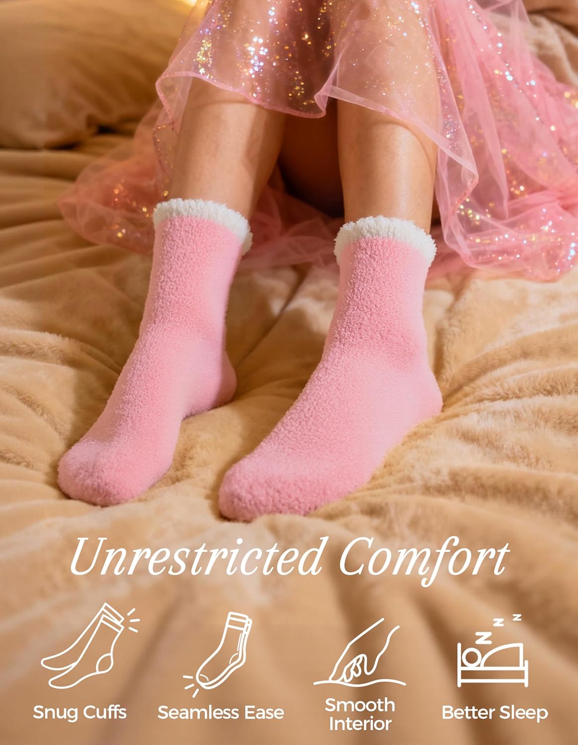TEHOOK Warm & Cozy Gifts for Women, Fluffy Fuzzy Plush Sleeping Slipper Socks - Soft Warm Fabric