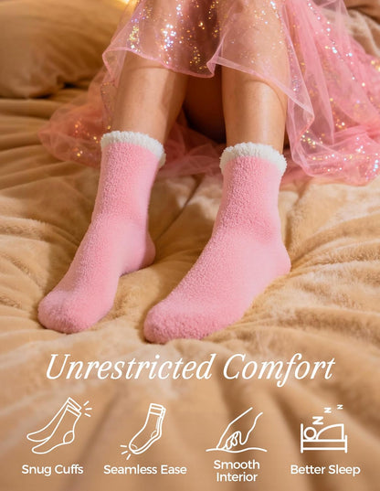 TEHOOK Warm & Cozy Gifts for Women, Fluffy Fuzzy Plush Sleeping Slipper Socks - Soft Warm Fabric