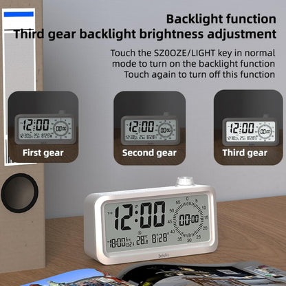 Visual Digital Timer for Kids with LCD Display,3-Level Adjustable Backlight,Temperature Date,Silent Operation,3 Alarms, Snooze,Type-C Charging for Kids Studying/Office/Sleeping/Kitchen(White)