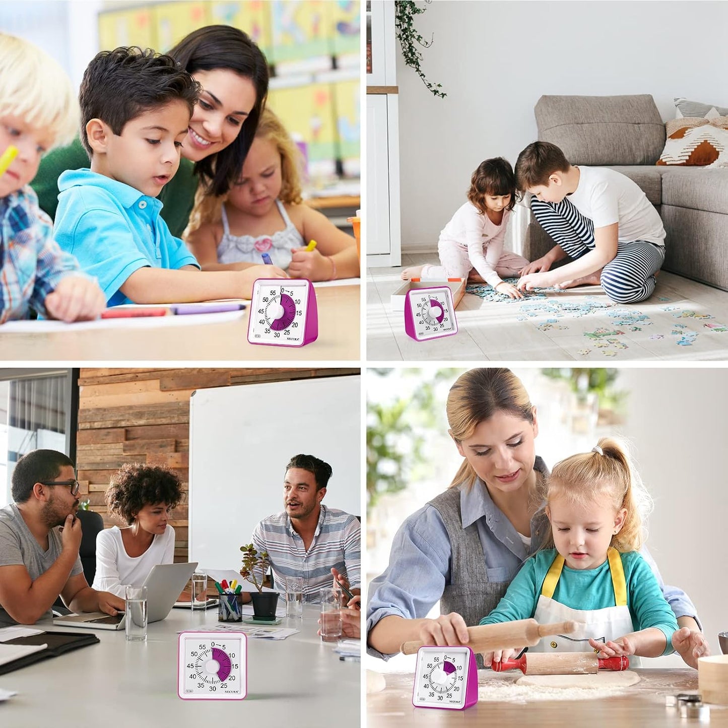 Secura 60-Minute Visual Timer, Classroom Timer, Countdown Timer for Kids and Adults, Time Management Tool for Teaching (Navy Blue & Navy Blue)