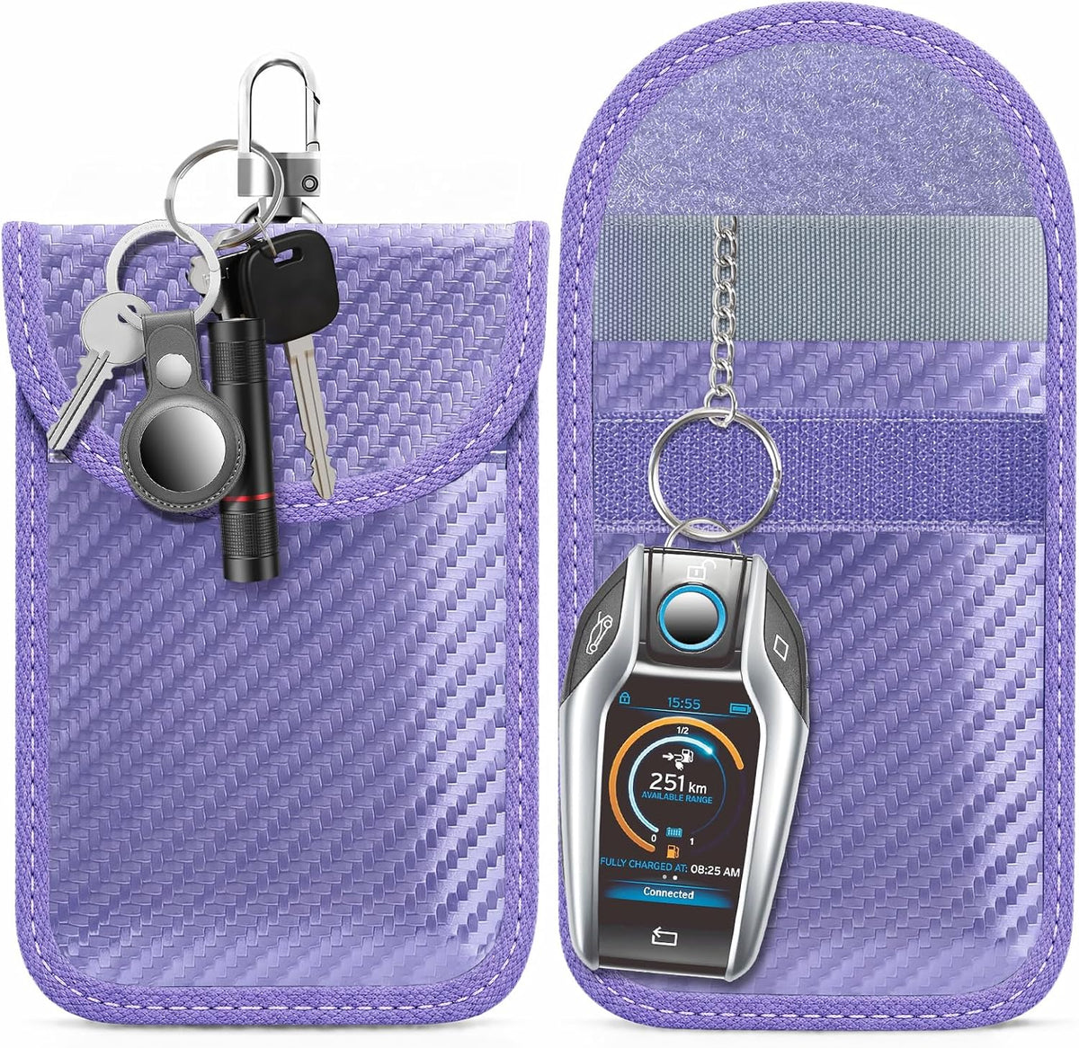 Faraday Pouch for Car Keys, Faraday Bag, Car RFID Signal Blocking Holder, Key Fob Protector, Key fob cage Block Signal Anti-Theft Fob Case (2 Pack)