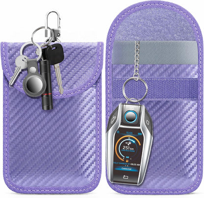 Faraday Pouch for Car Keys, Faraday Bag, Car RFID Signal Blocking Holder, Key Fob Protector, Key fob cage Block Signal Anti-Theft Fob Case (2 Pack)