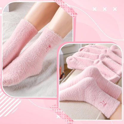 Geyoga 5 Pairs Fuzzy Socks for Women Cozy Spa Slipper Socks Coquette Preppy Stuff Soft Fluffy Home Sleeping Birthday Gift