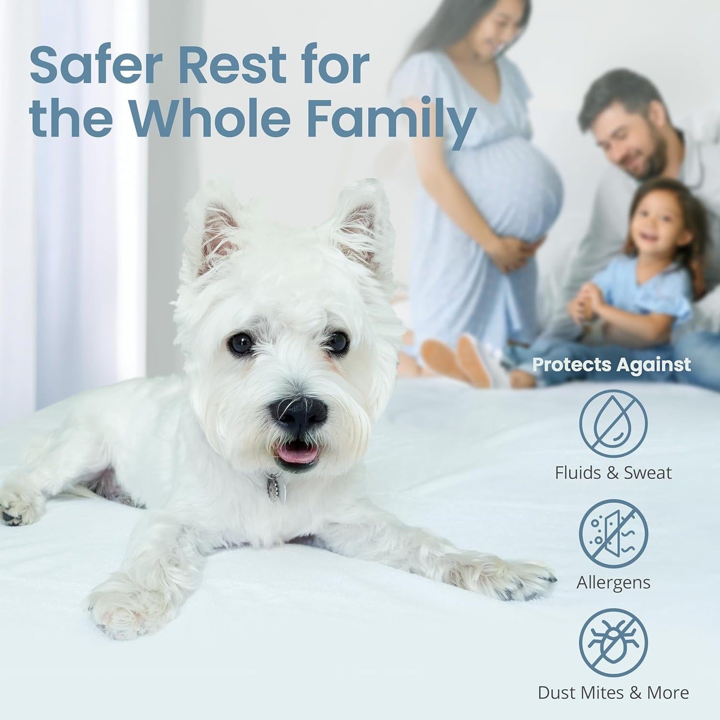 SafeRest Waterproof Queen Size Mattress Protector - Viscose Derived from Bamboo - Fitted with Stretchable Pockets - Machine Washable Viscose Blend Mattress Cover for Bed