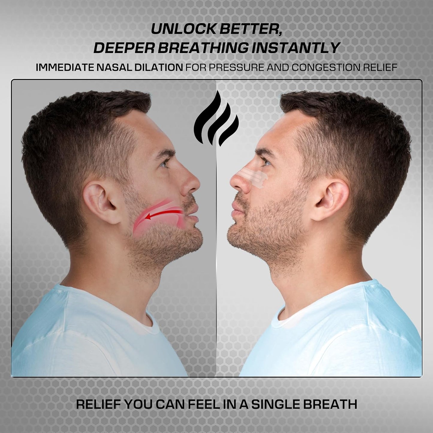 Performance Nose Strips for Breathing (60 Count) - Oil & Sweat Proof Adhesive - Athletic Nasal Strips for Snoring & Sleeping - Black, Wide, Universal Fit, Extra Strength Snoring Solution for Sleep