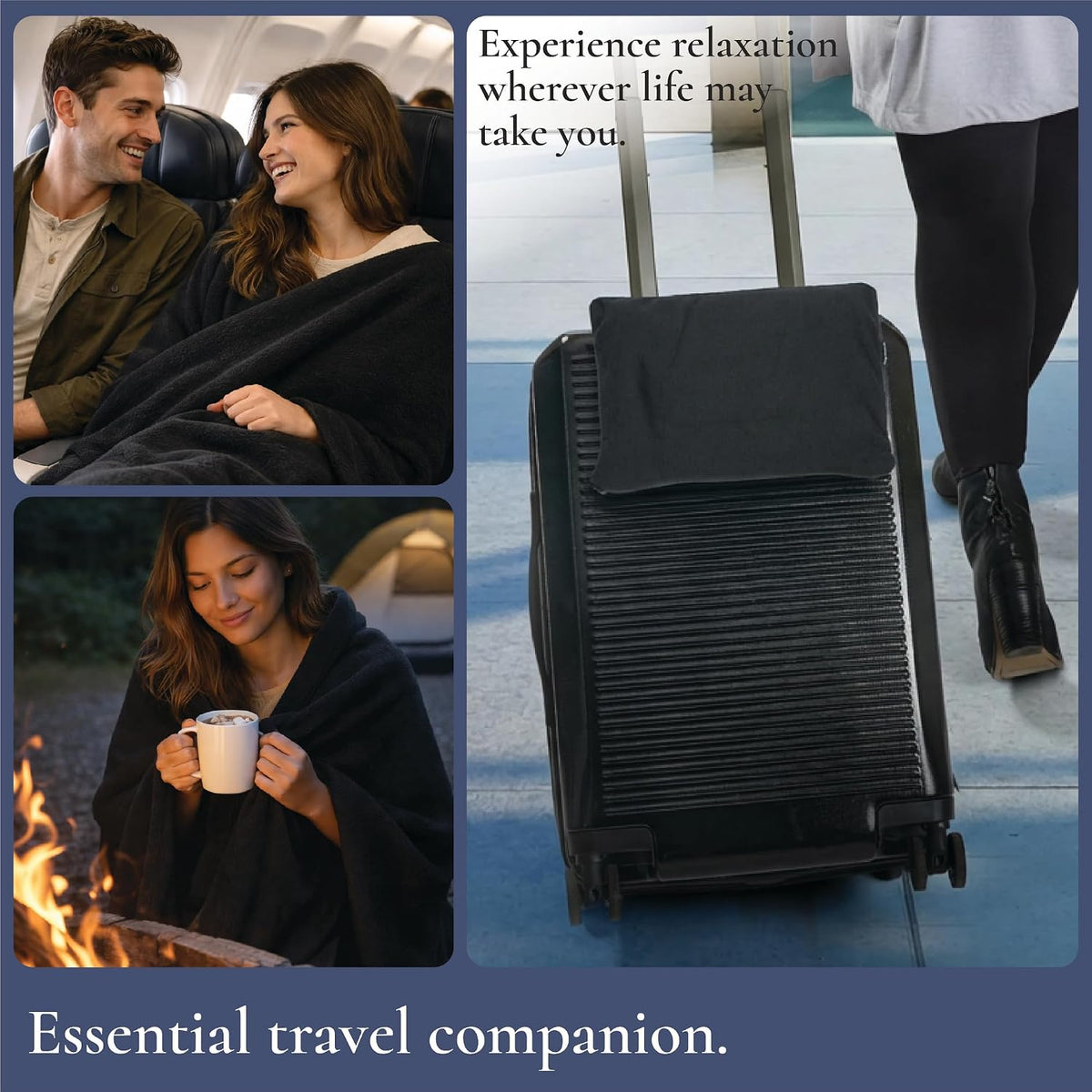 Brookstone Travel Blanket 2-in-1 Soft Throw with Carrying Pouch