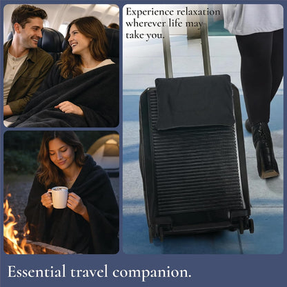 Brookstone Travel Blanket 2-in-1 Soft Throw with Carrying Pouch