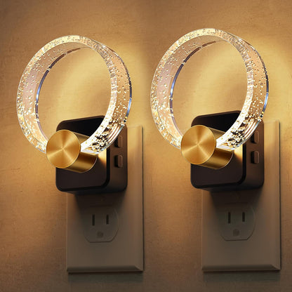 L LOHAS LED Night Lights Plug into wall, Amber Night Light with Adjustable Brightness, Plug in NightLight with Auto Light Sensor, Wall Sconce-Style Design Night Light for Bathroom,Hallway, 2 Pack