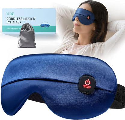 YFONG Cordless Heated Eye Mask for Dry Eyes, Warm Eye Compress, Blue
