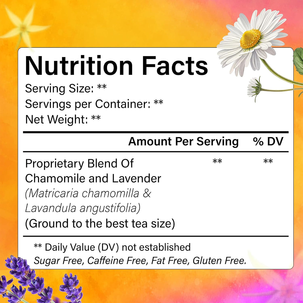 FreshDrinkUS, Premium Chamomile Lavender Tea, 60 Count, Caffeine Free