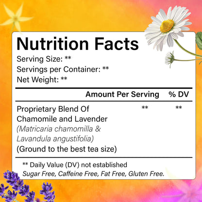 FreshDrinkUS, Premium Chamomile Lavender Tea, 60 Count, Caffeine Free