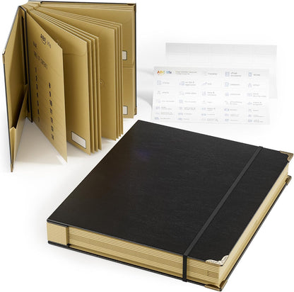ABC life Important Document Organizer, Spine-Free Design with 14 Pockets