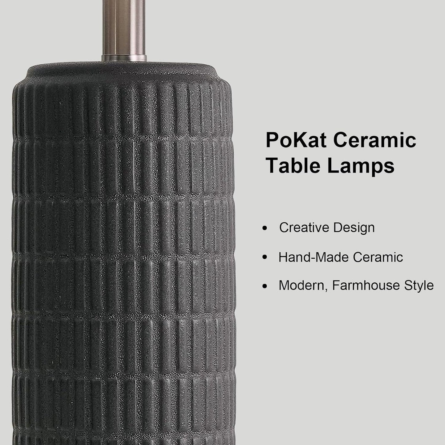 PoKat 23" Modern Ceramic Table Lamp Set of 2 for Living Room White Desk Lamps for Bedroom Farmhouse Bedside Nightstand Lamp House Warming Gifts New Home Decor End Table Lamps Gifts for Women Mom Beige