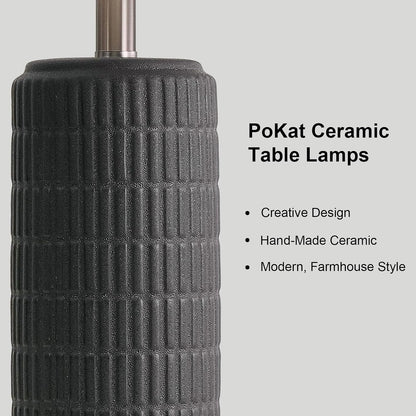 PoKat 23" Modern Ceramic Table Lamp Set of 2 for Living Room White Desk Lamps for Bedroom Farmhouse Bedside Nightstand Lamp House Warming Gifts New Home Decor End Table Lamps Gifts for Women Mom Beige