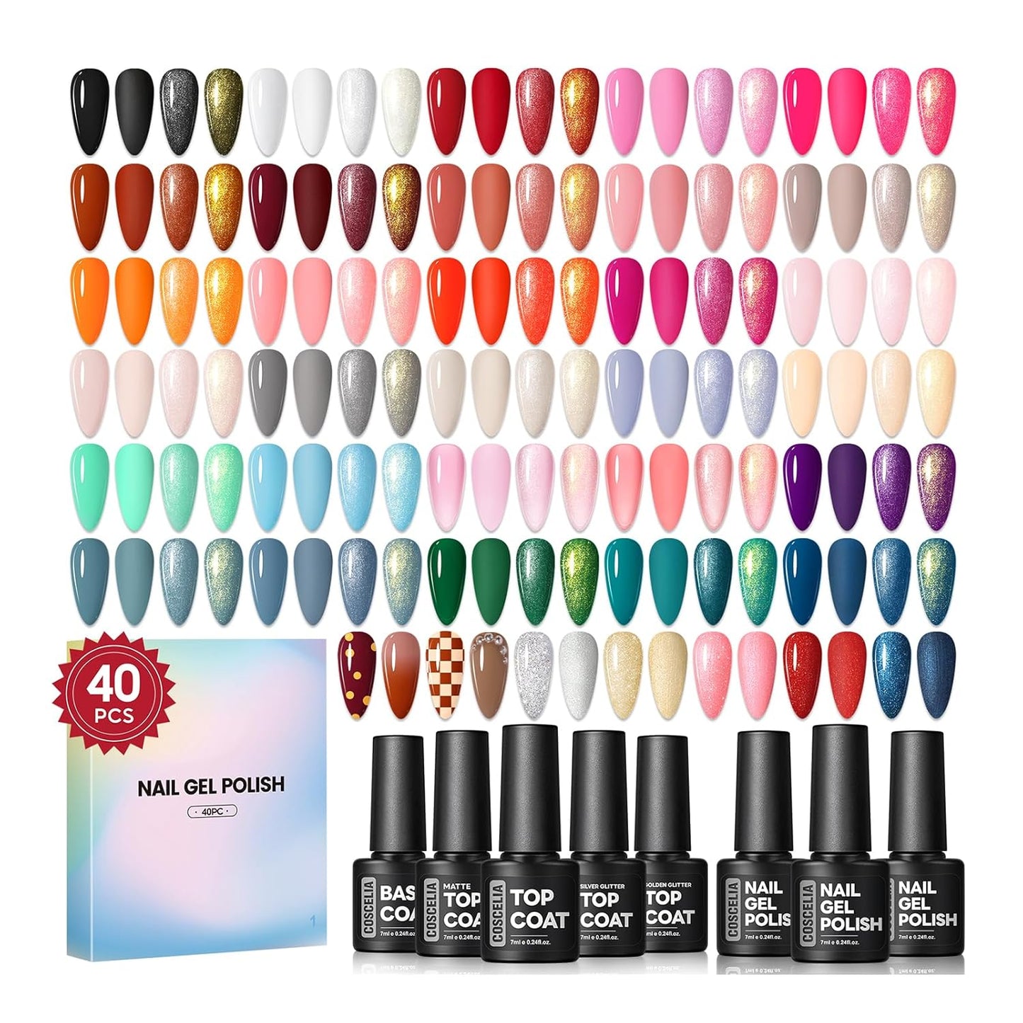 COSCELIA 53pcs Gel Nail Polish Kit with U V light and Drill Starter Kit 35 Colors Gel Nail Polish with 5pcs Top Base Coat Nail Art Professional Gel Manicure Kits Gifts for Women Teens Girls