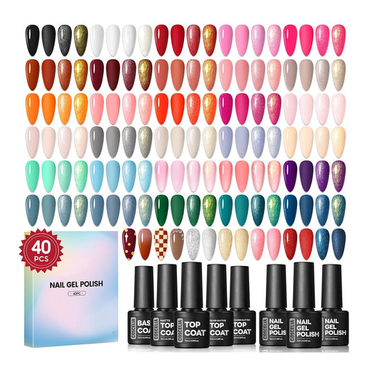 COSCELIA 53pcs Gel Nail Polish Kit with U V light and Drill Starter Kit 35 Colors Gel Nail Polish with 5pcs Top Base Coat Nail Art Professional Gel Manicure Kits Gifts for Women Teens Girls