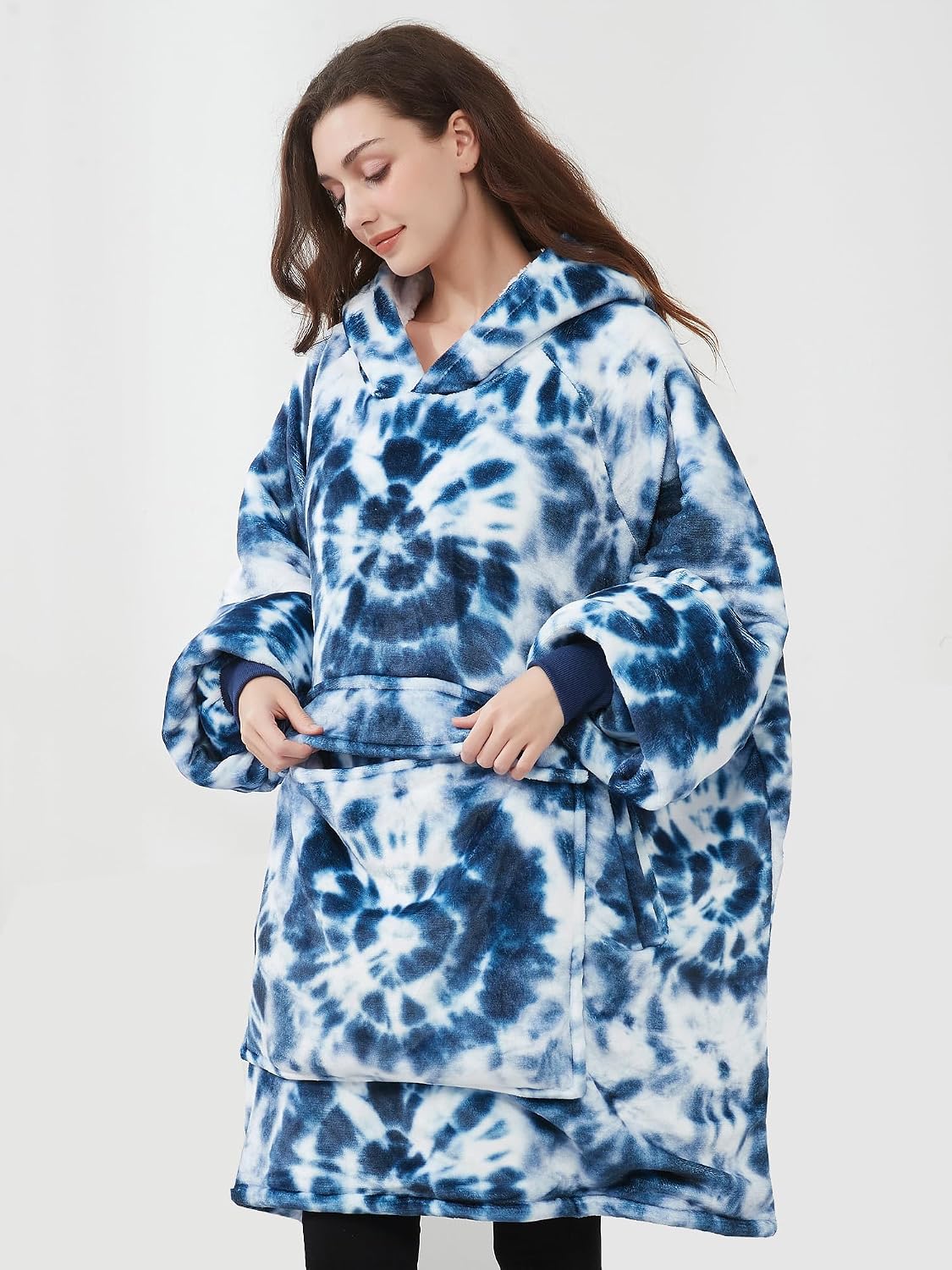 KFUBUO Wearable Blanket Hoodie for Adults Sherpa All Patterns Cat Oversized Sweatshirt Blanket with Pockets for Women