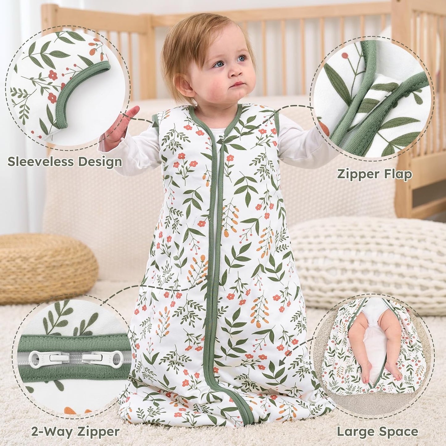 Yoofoss Baby Sleep Sack Baby Wearable Blanket 100% Cotton 2-Way Zipper Toddler Sleeping Sack
