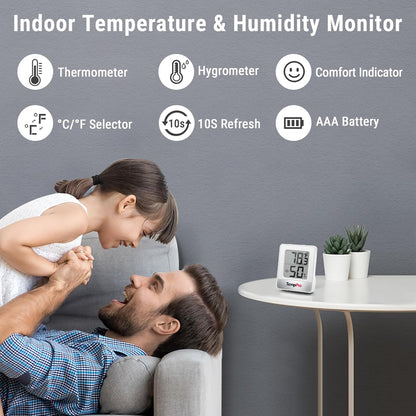 TempPro TP49 3 Pieces Digital Hygrometer Indoor Thermometer Humidity Meter Mini Hygrometer with Temperature and Humidity Monitor Outdoor and Room Thermometer Weather Station (Previously ThermoPro)