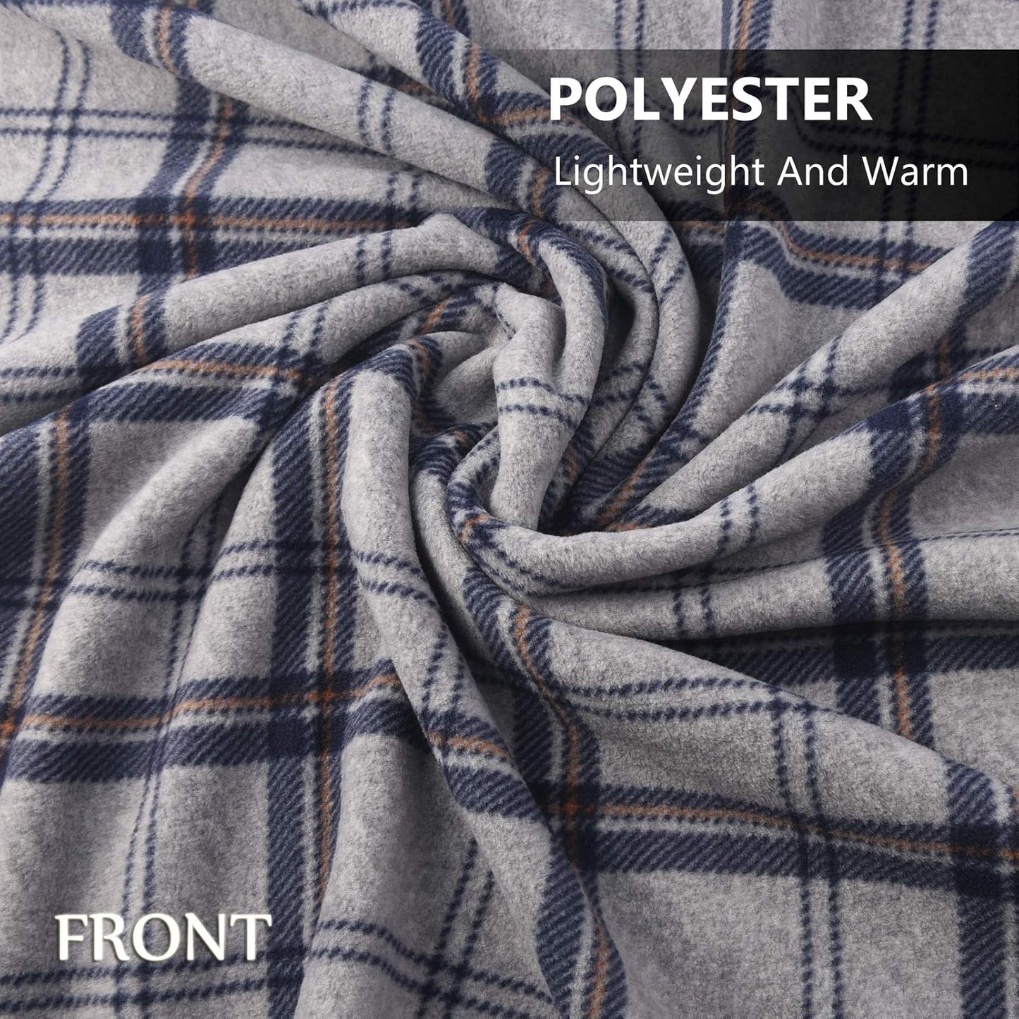 forestfish Fleece Wearable Blanket, Plaid Lap Blanket Comfy Poncho Throw with Buttons for Bed Sofa Office, Grey-White