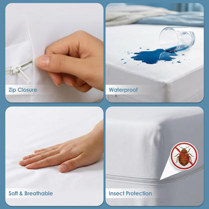 Utopia Bedding Mattress Protector Zippered Twin XL Size, 100% Waterproof Bed Bug and Dust Mite Proof Mattress Encasement, Absorbent 6 Sided Mattress Cover
