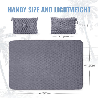BOACAY Packable Travel Blanket for Airplane, Car - Compact Office Blanket - Portable Pillow for Adults, Kids with Case, Luggage Sleeve, Backpack Clip