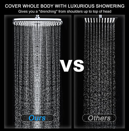 BOZYBO Rain Shower Head with Handheld: High Pressure Shower Heads with Handheld Spray Combo, 12" Rainfall Shower Head and 9 Sprays Hand Showerheads with Magnetic Docking and Power Jets, Black 1.75GPM